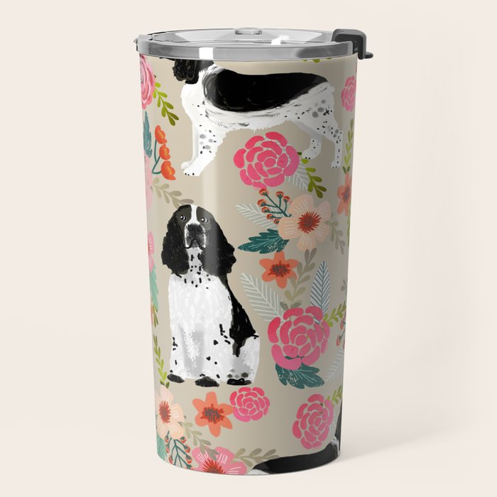 English Springer Spaniel dog breed florals dog gifts for dog lovers dog breeds Travel Mug Gallery Image 2
