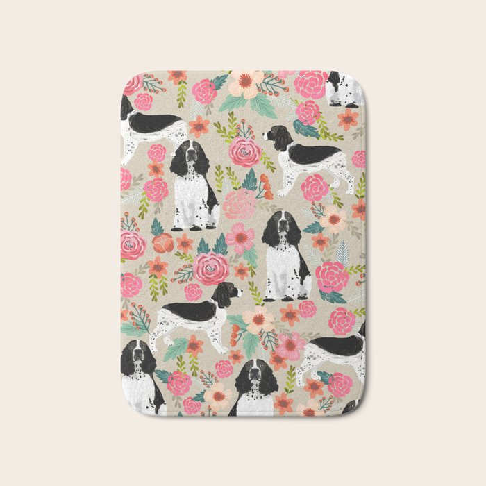 English Springer Spaniel dog breed florals dog gifts for dog lovers dog breeds Bath Mat Gallery Image 1