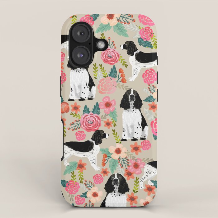English Springer Spaniel dog breed florals dog gifts for dog lovers dog breeds iPhone Case Gallery Image 1