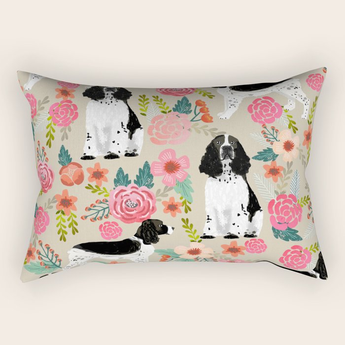 English Springer Spaniel dog breed florals dog gifts for dog lovers dog breeds Rectangular Pillow Gallery Image 2