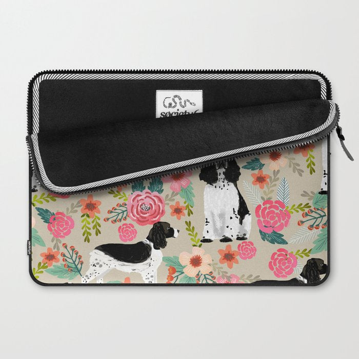 English Springer Spaniel dog breed florals dog gifts for dog lovers dog breeds Laptop Sleeve Gallery Image 2