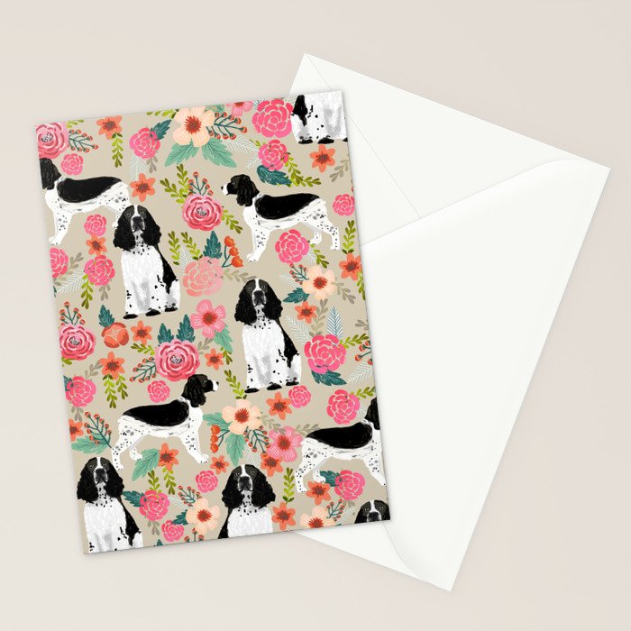 English Springer Spaniel dog breed florals dog gifts for dog lovers dog breeds Stationery Card Gallery Image 2