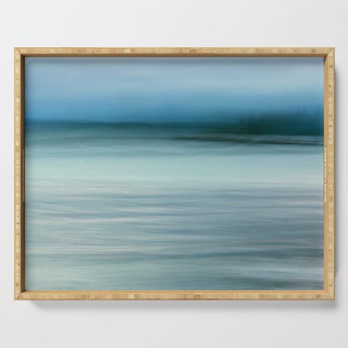 storm on the horizon - abstract ocean landscape photograph Serving Tray Gallery Image 1