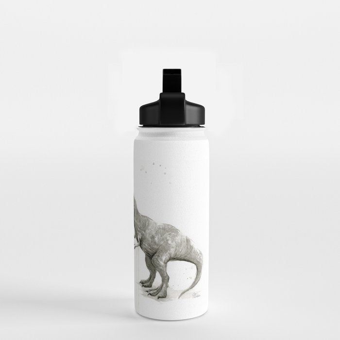 T-Rex Dinosaur Rainbow Puke Taste the Rainbow Watercolor Water Bottle Gallery Image 2
