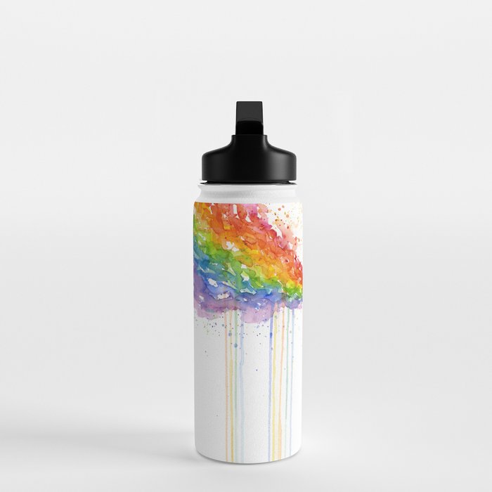 T-Rex Dinosaur Rainbow Puke Taste the Rainbow Watercolor Water Bottle Gallery Image 3