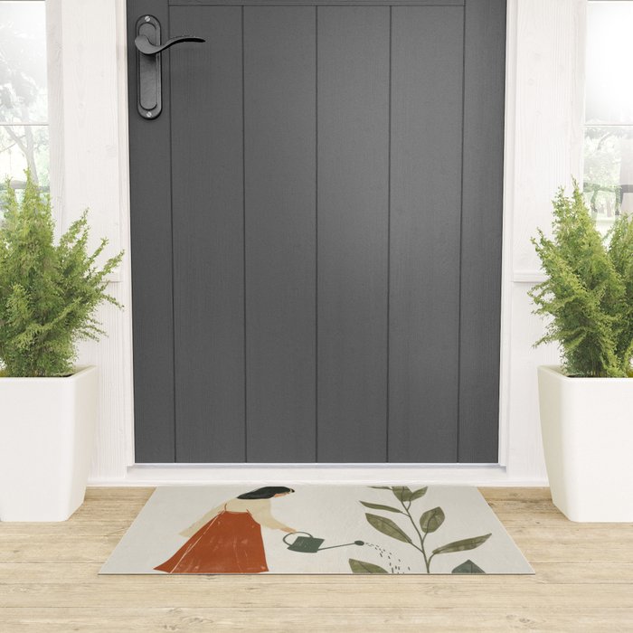 Still Life with Girl and Growing Plant Welcome Mat Gallery Image 3