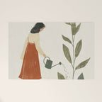 Still Life with Girl and Growing Plant Welcome Mat Gallery Image 1