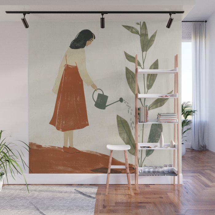 Still Life with Girl and Growing Plant Wall Mural Gallery Image 1