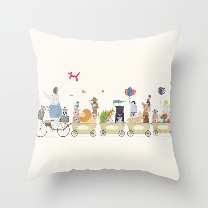 playtime parade Throw Pillow Gallery Image 6