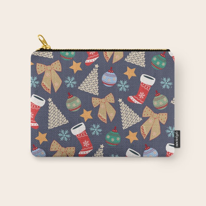 Cute Christmas Navy Blue Carry All Pouch Gallery Image 1