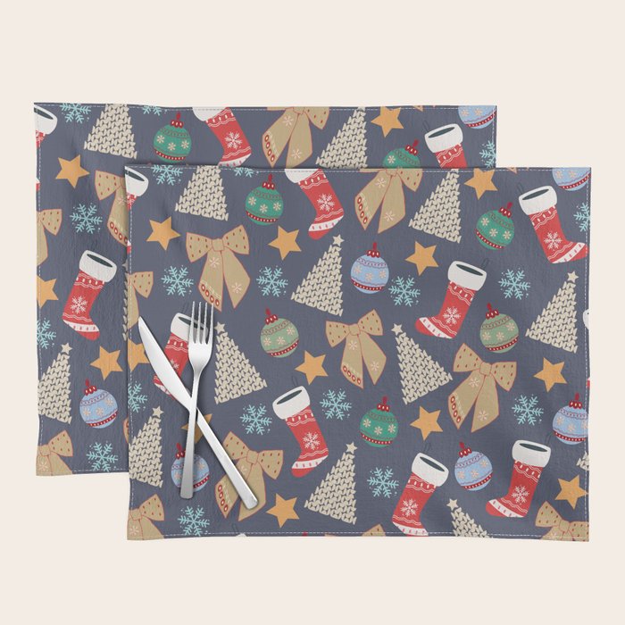Cute Christmas Navy Blue Placemat Gallery Image 1
