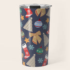 Cute Christmas Navy Blue Travel Mug Gallery Image 1