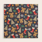 Cute Christmas Navy Blue Wood Wall Art Gallery Image 1