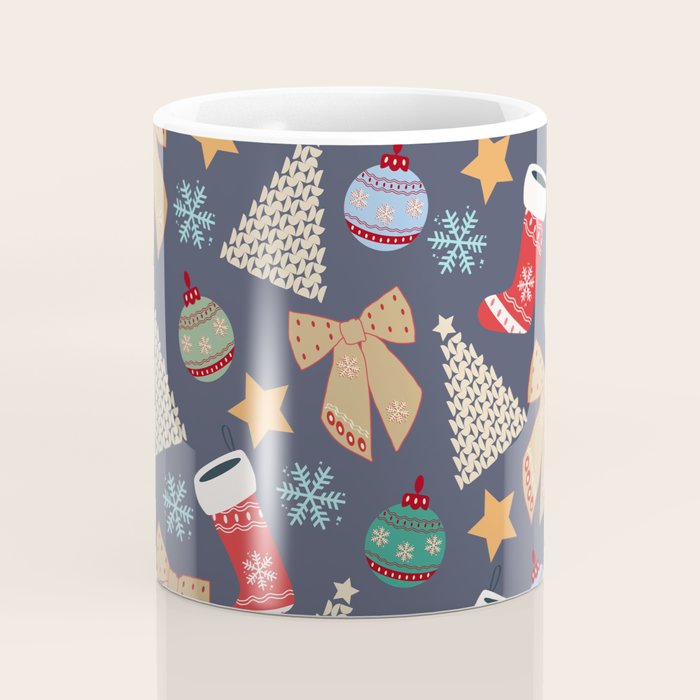 Cute Christmas Navy Blue Coffee Mug Gallery Image 4