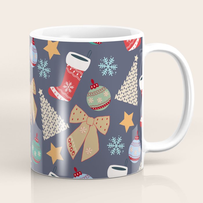Cute Christmas Navy Blue Coffee Mug Gallery Image 1