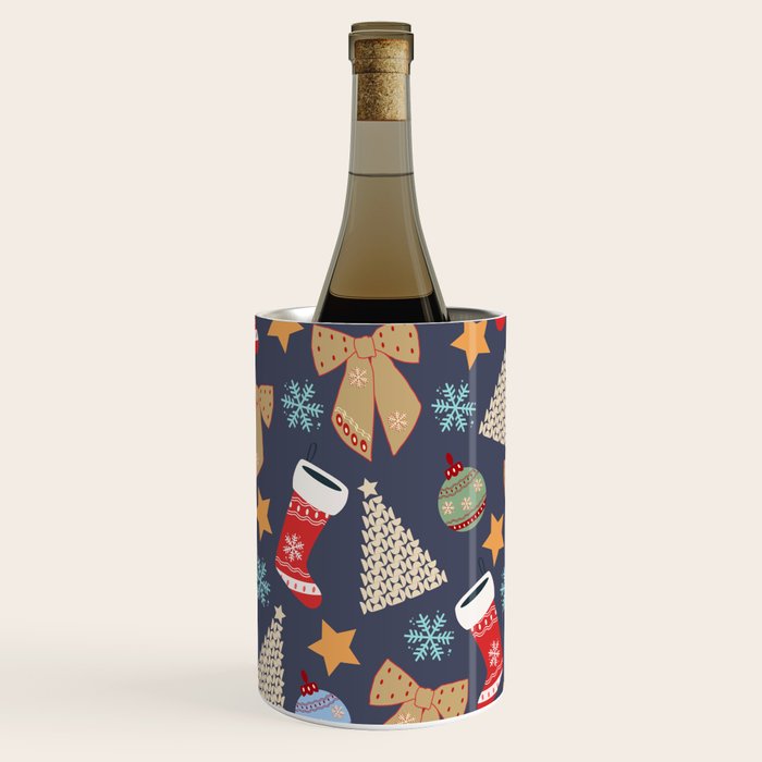 Cute Christmas Navy Blue Wine Chiller Gallery Image 2