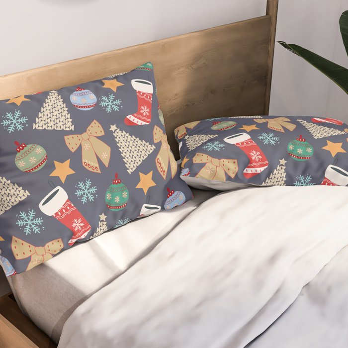 Cute Christmas Navy Blue Pillow Sham Gallery Image 2