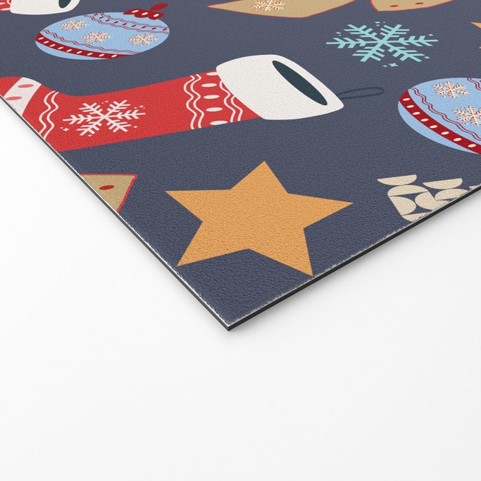 Cute Christmas Navy Blue Welcome Mat Gallery Image 2