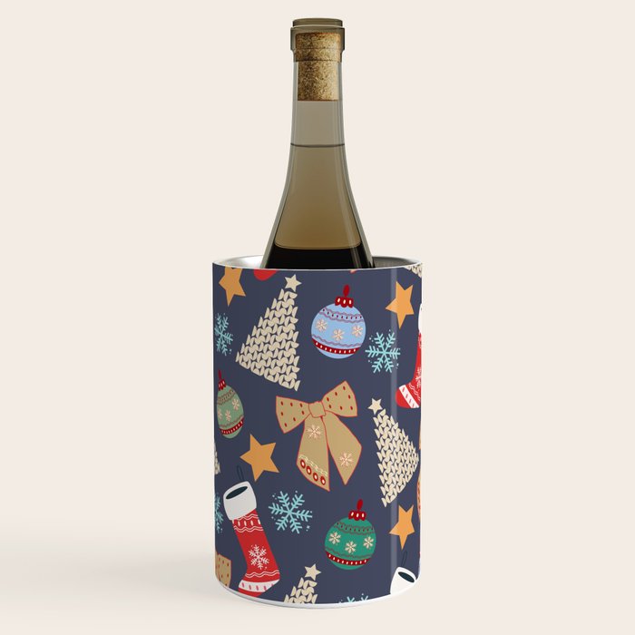 Cute Christmas Navy Blue Wine Chiller Gallery Image 1