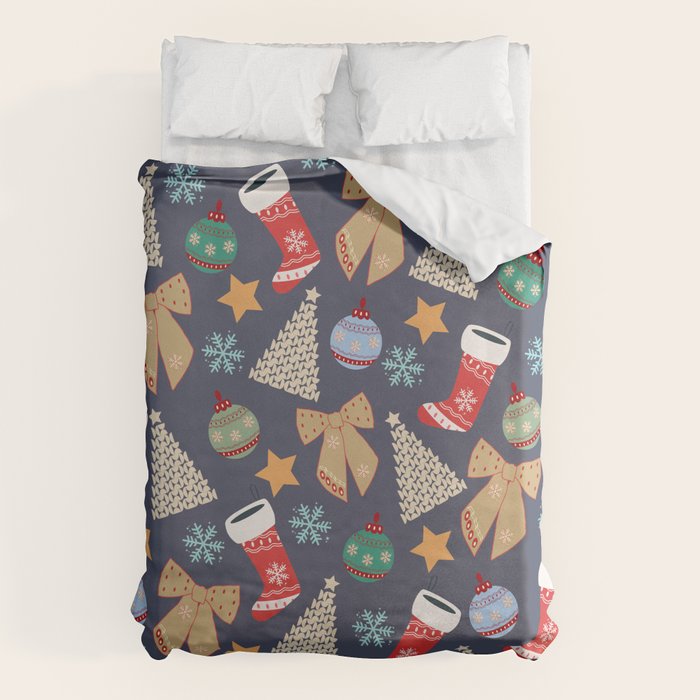 Cute Christmas Navy Blue Duvet Cover Gallery Image 6