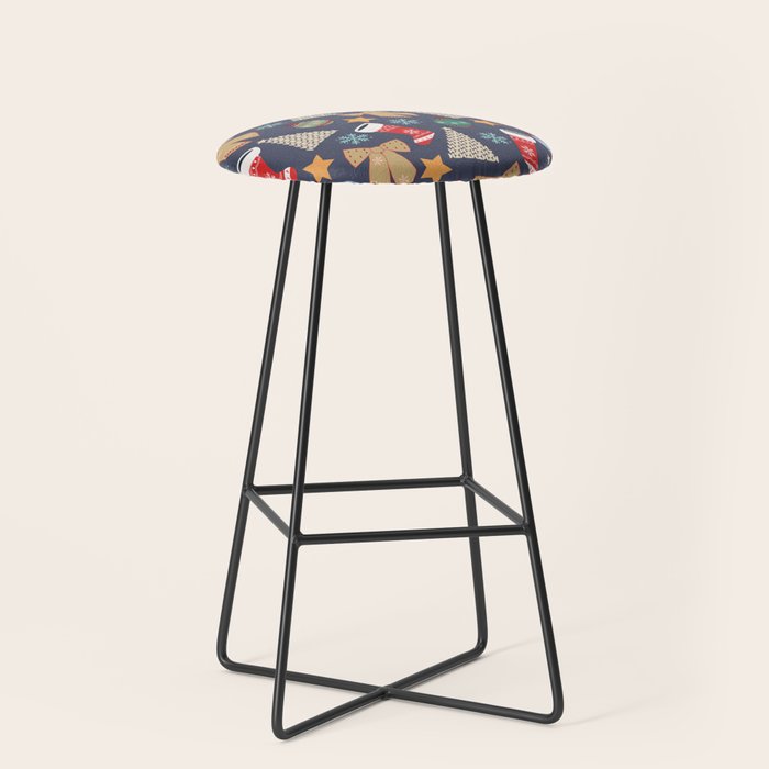 Cute Christmas Navy Blue Stool Gallery Image 1