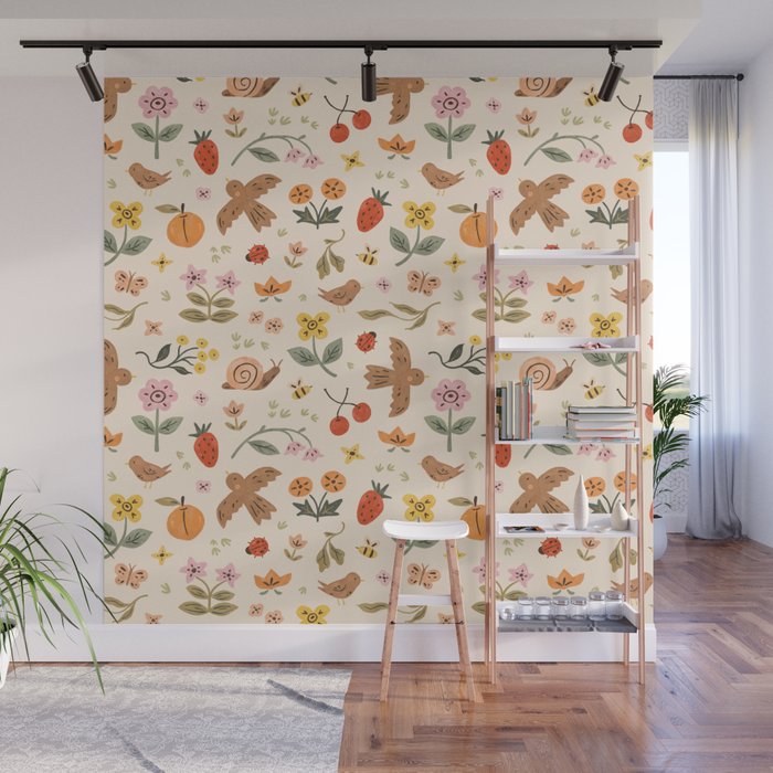 In Bloom - Gouache Nature Print Wall Mural Gallery Image 1