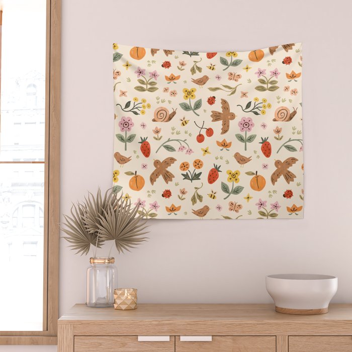 In Bloom - Gouache Nature Print Wall Tapestry Gallery Image 2