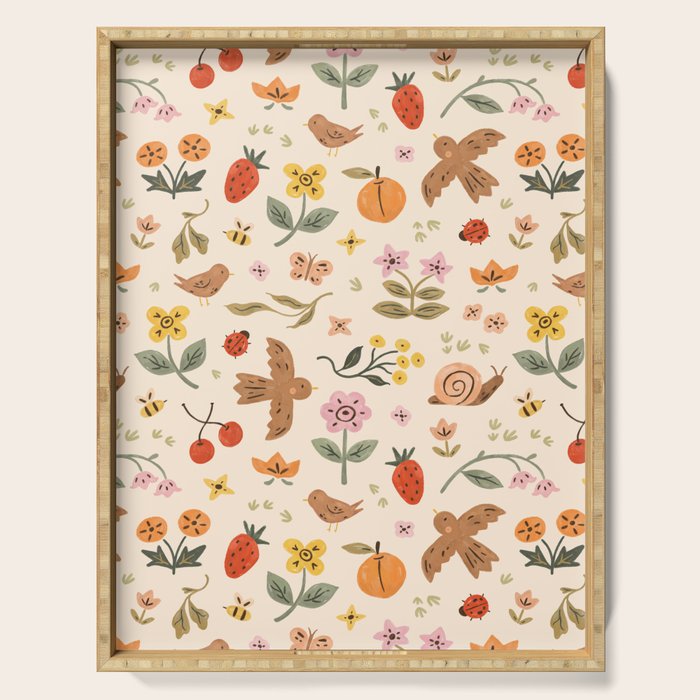 In Bloom - Gouache Nature Print Serving Tray Gallery Image 1