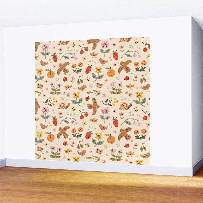 In Bloom - Gouache Nature Print Wall Mural Gallery Image 2