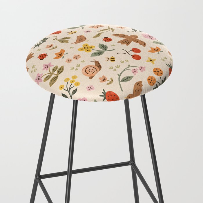 In Bloom - Gouache Nature Print Stool Gallery Image 2