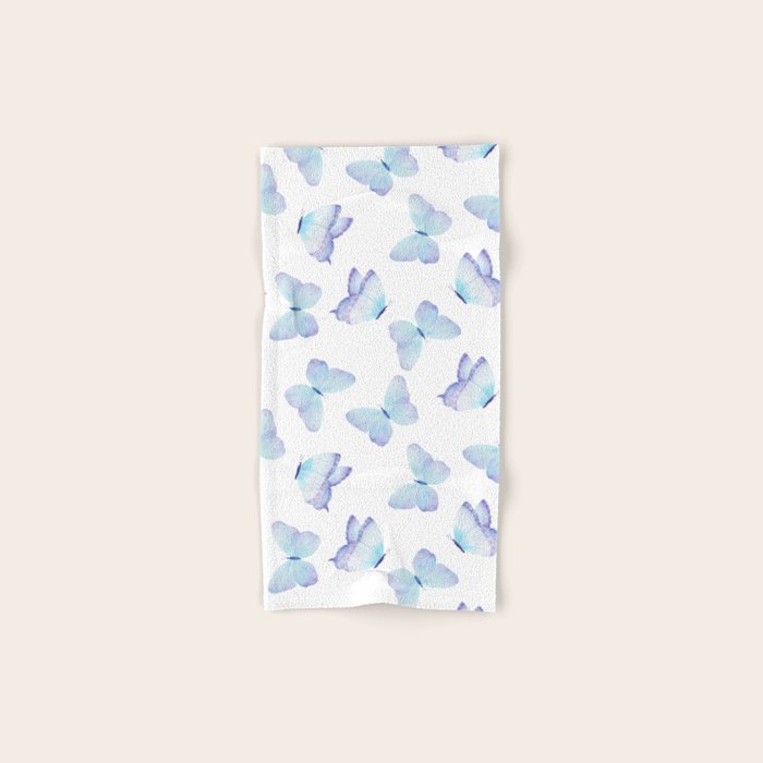 Lilac aqua blue watercolor hand painted butterfly Bath Towel Gallery Image 1