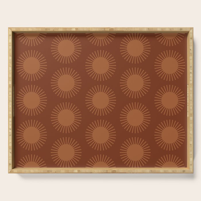 Boho Summer Sun Pattern IX Burnt Red and Orange Serving Tray Gallery Image 1