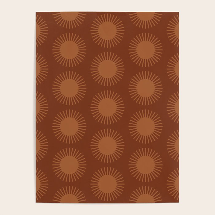 Boho Summer Sun Pattern IX Burnt Red and Orange Poster Gallery Image 4