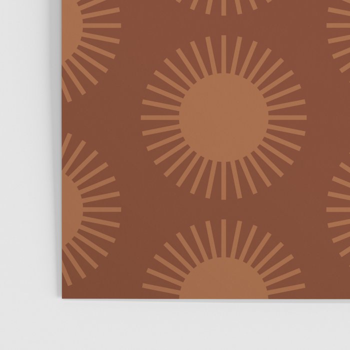 Boho Summer Sun Pattern IX Burnt Red and Orange Poster Gallery Image 3