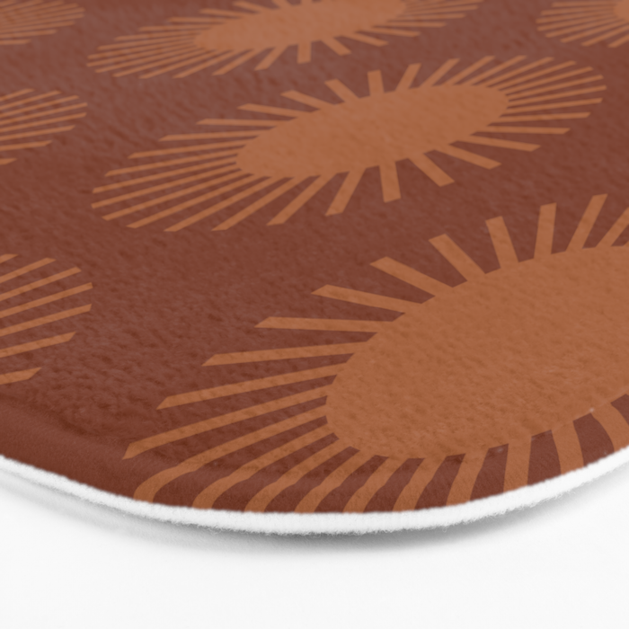 Boho Summer Sun Pattern IX Burnt Red and Orange Bath Mat Gallery Image 3
