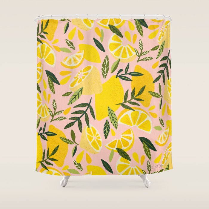 Lemon Blooms - Blush Palette Shower Curtain Gallery Image 1