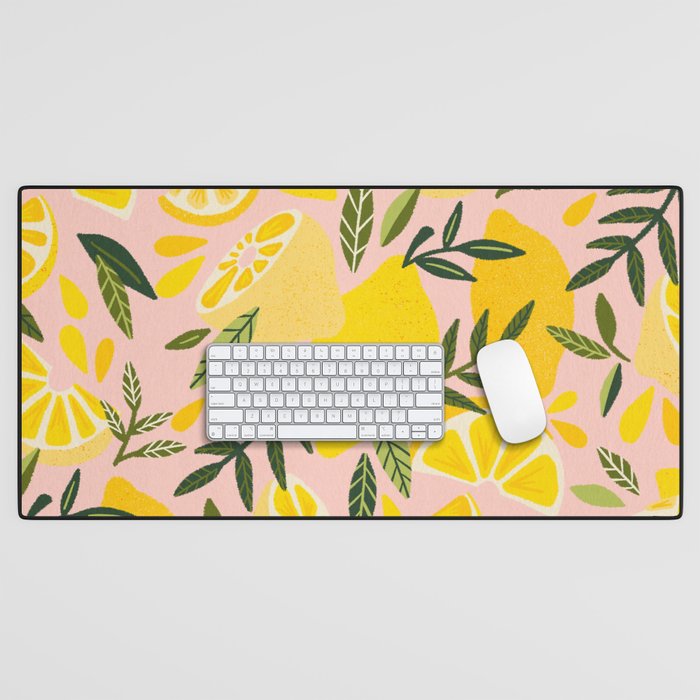 Lemon Blooms - Blush Palette Desk Mat Gallery Image 1