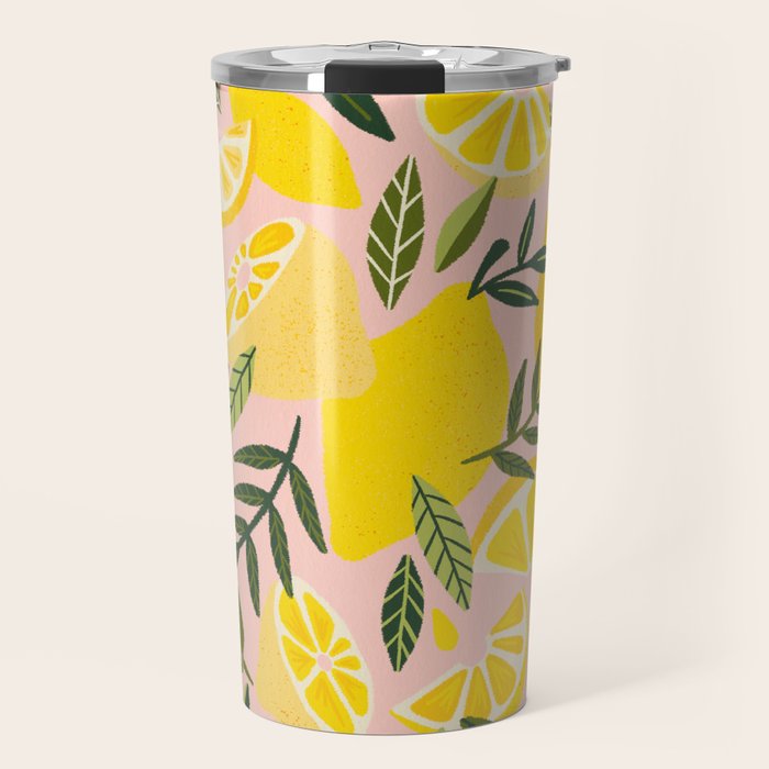 Lemon Blooms - Blush Palette Travel Mug Gallery Image 1