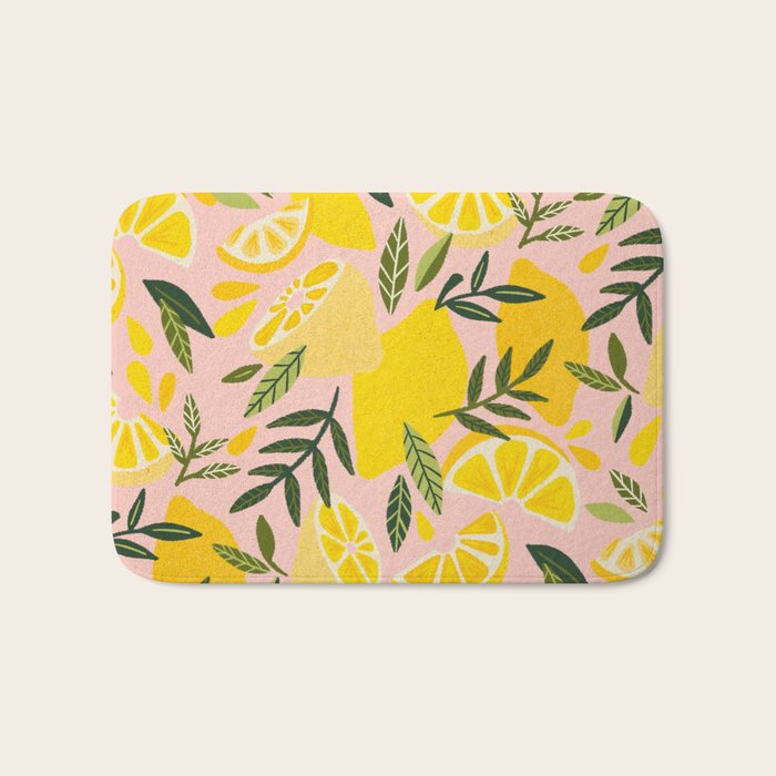 Lemon Blooms - Blush Palette Bath Mat Gallery Image 1