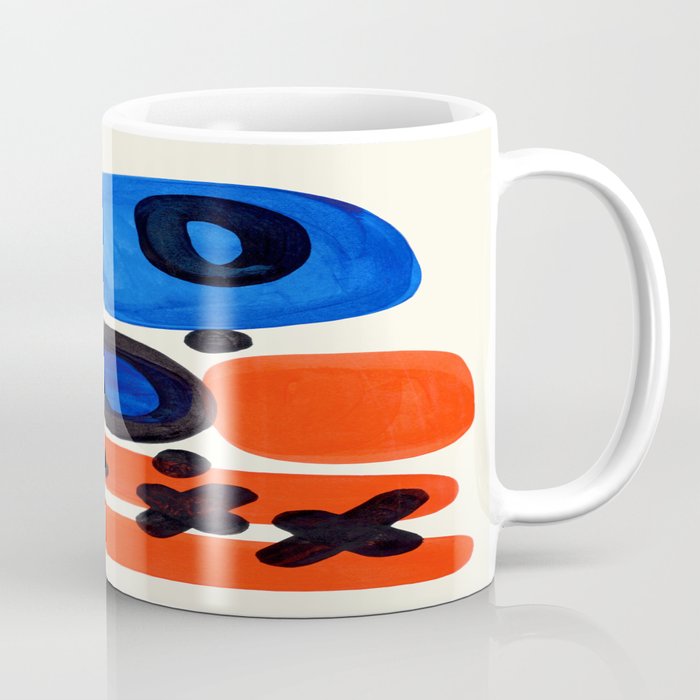Blue Orange Fun Colorful Mid Century Modern Abstract Painting Shapes Pattern Coffee Mug Gallery Image 1