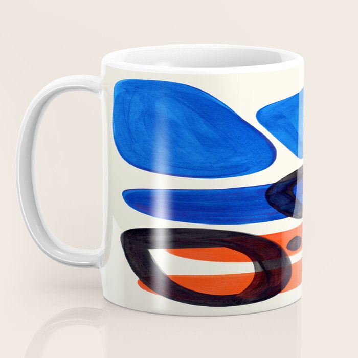 Blue Orange Fun Colorful Mid Century Modern Abstract Painting Shapes Pattern Coffee Mug Gallery Image 3