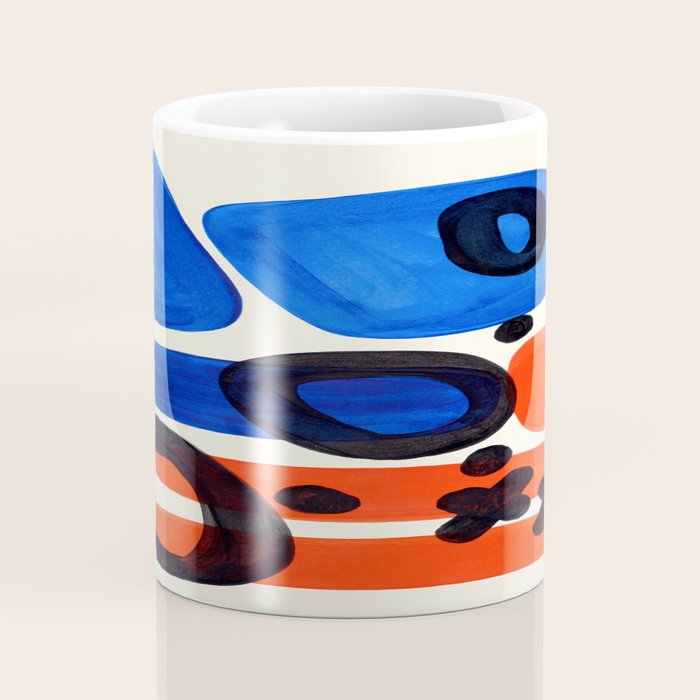 Blue Orange Fun Colorful Mid Century Modern Abstract Painting Shapes Pattern Coffee Mug Gallery Image 4