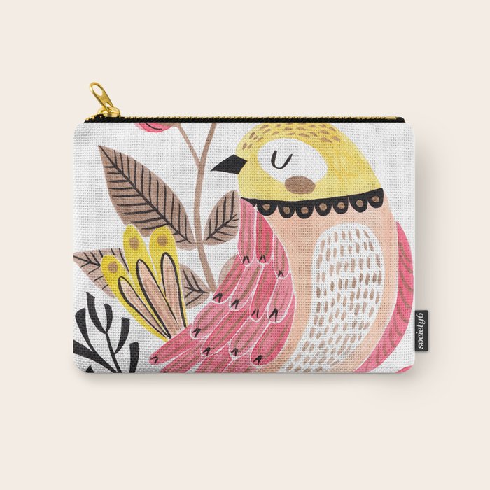 Little Birdy on a Log Carry All Pouch Gallery Image 1