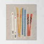 Ski Illustration Throw Blanket Gallery Image 2
