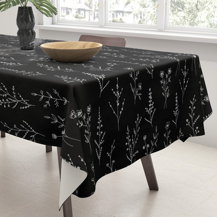 New Black Wildflowers Tablecloth Gallery Image 3