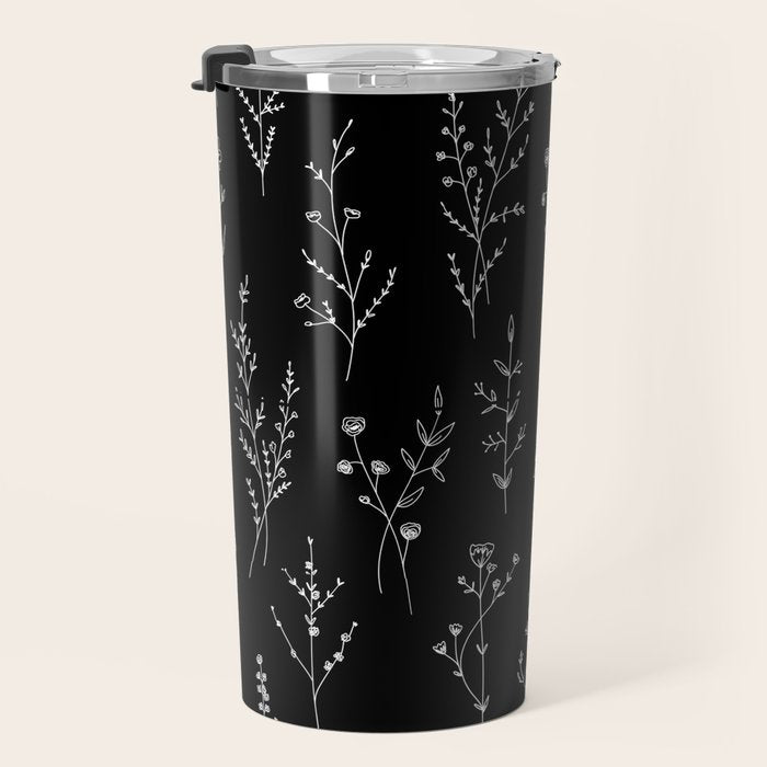 New Black Wildflowers Travel Mug Gallery Image 3