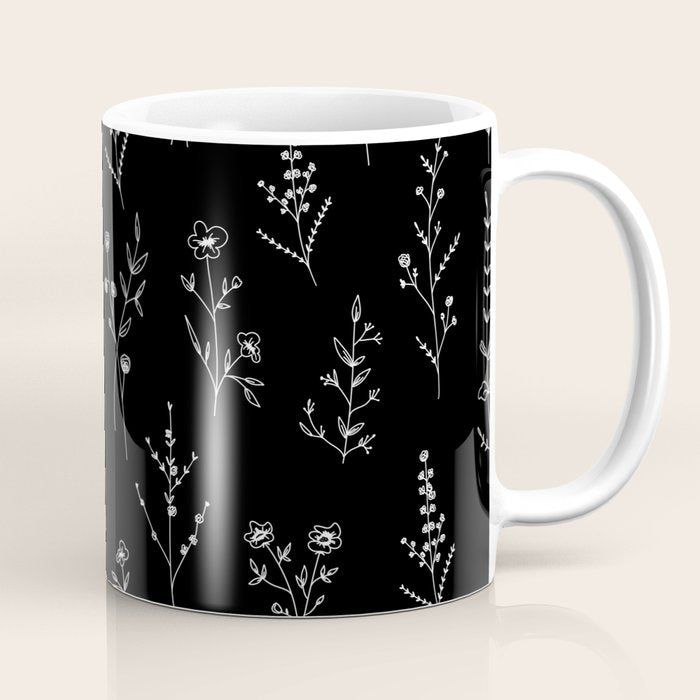 New Black Wildflowers Coffee Mug Gallery Image 1