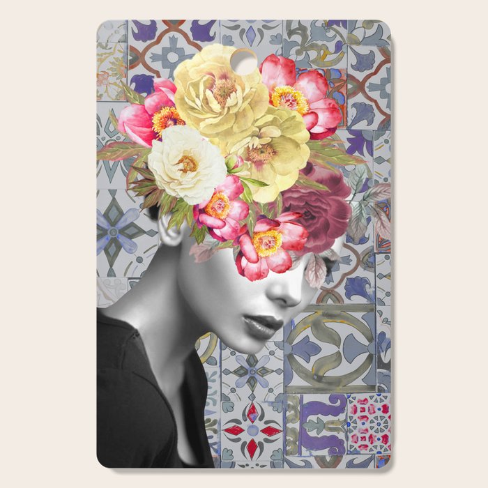 collage art-girl with flowers Cutting Board Gallery Image 1