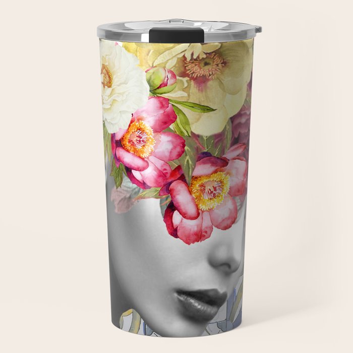 collage art-girl with flowers Travel Mug Gallery Image 1
