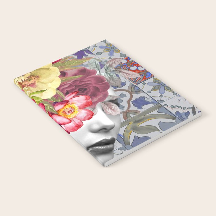 collage art-girl with flowers Notebook Gallery Image 1